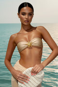 2026 Summer 3-Piece Strapless Bikini Set with Half-Length Skirt Cover-Up – Stylish Beachwear