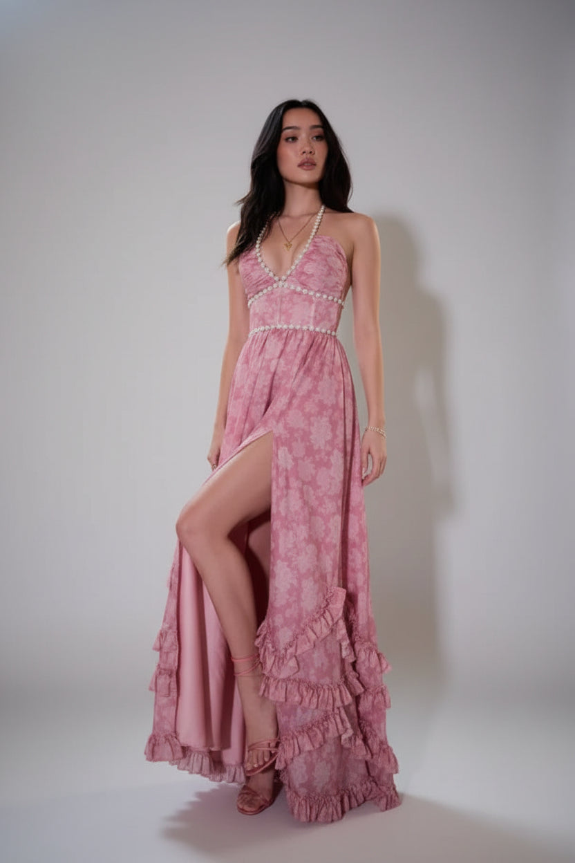 2026 Elegant Women’s Printed Maxi Dress – Slim Fit Spaghetti Strap, Flowy A-Line Beach & Vacation Dress