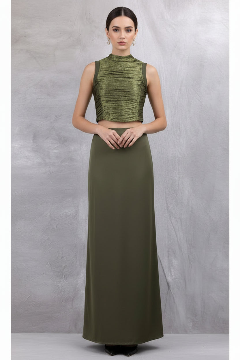 Lady Chic Silk Fringe Patchwork Top Set Women Sexy Sleeveless Tops High-waisted Slim Satin Skirts Sets 2026 Party Holiday Outfit