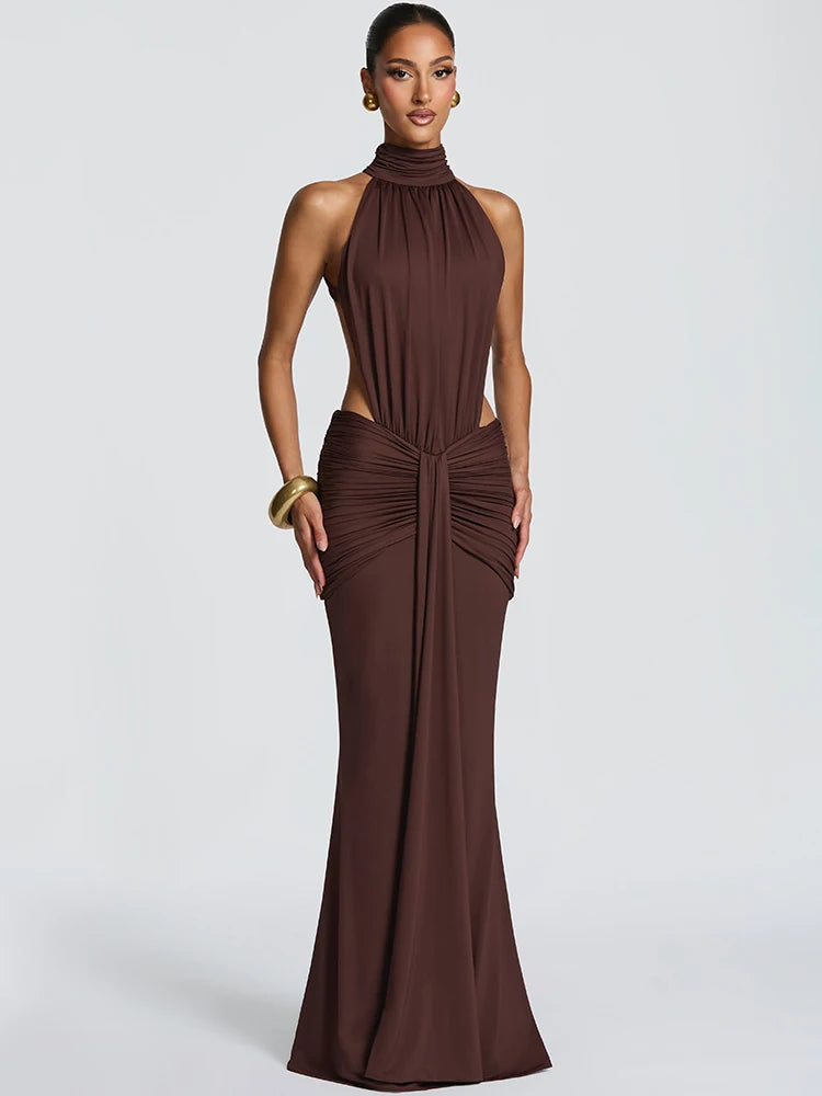 Mozision Turtleneck Backless Maxi Dress – Elegant Bodycon Gown