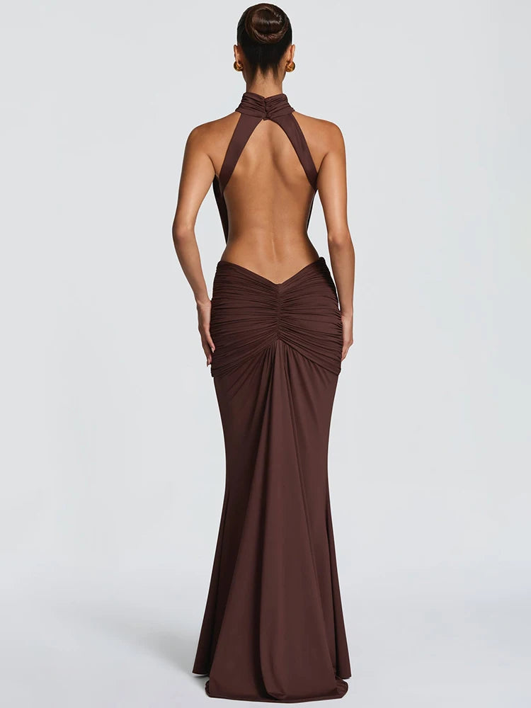 Mozision Turtleneck Backless Maxi Dress – Elegant Bodycon Gown