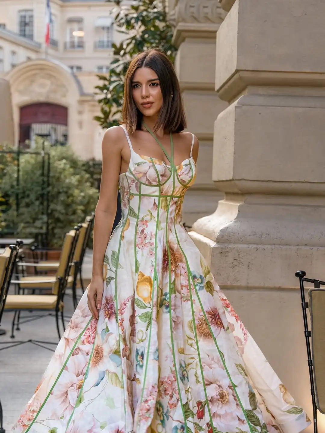 Floral Halter A-Line Dress โ THOUSANDONE1