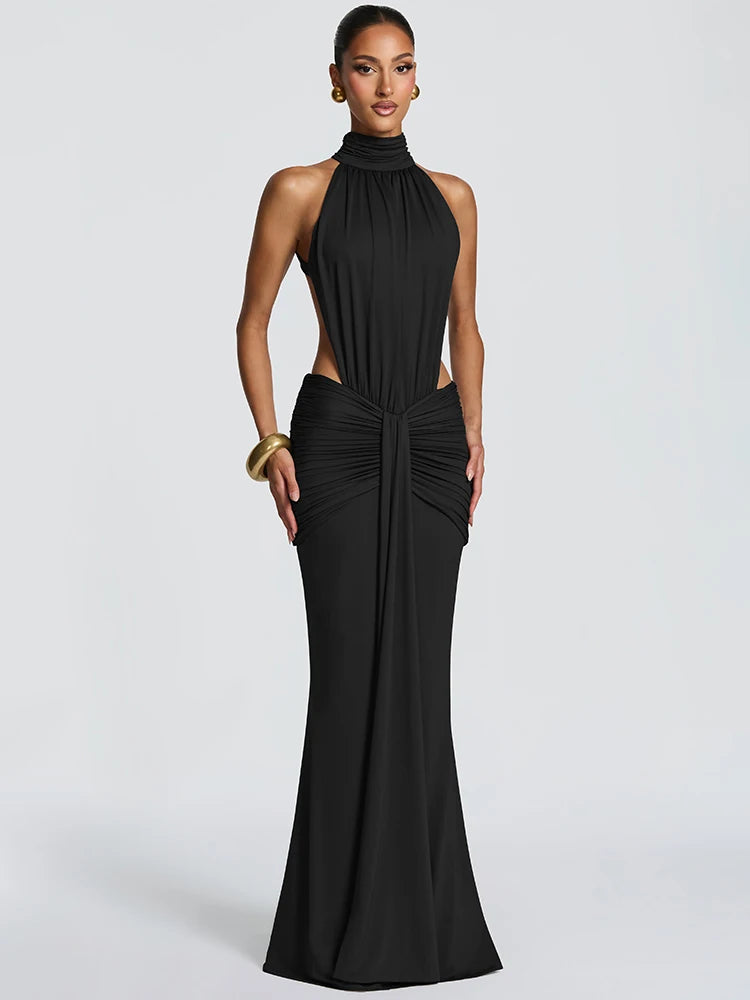 Mozision Turtleneck Backless Maxi Dress – Elegant Bodycon Gown