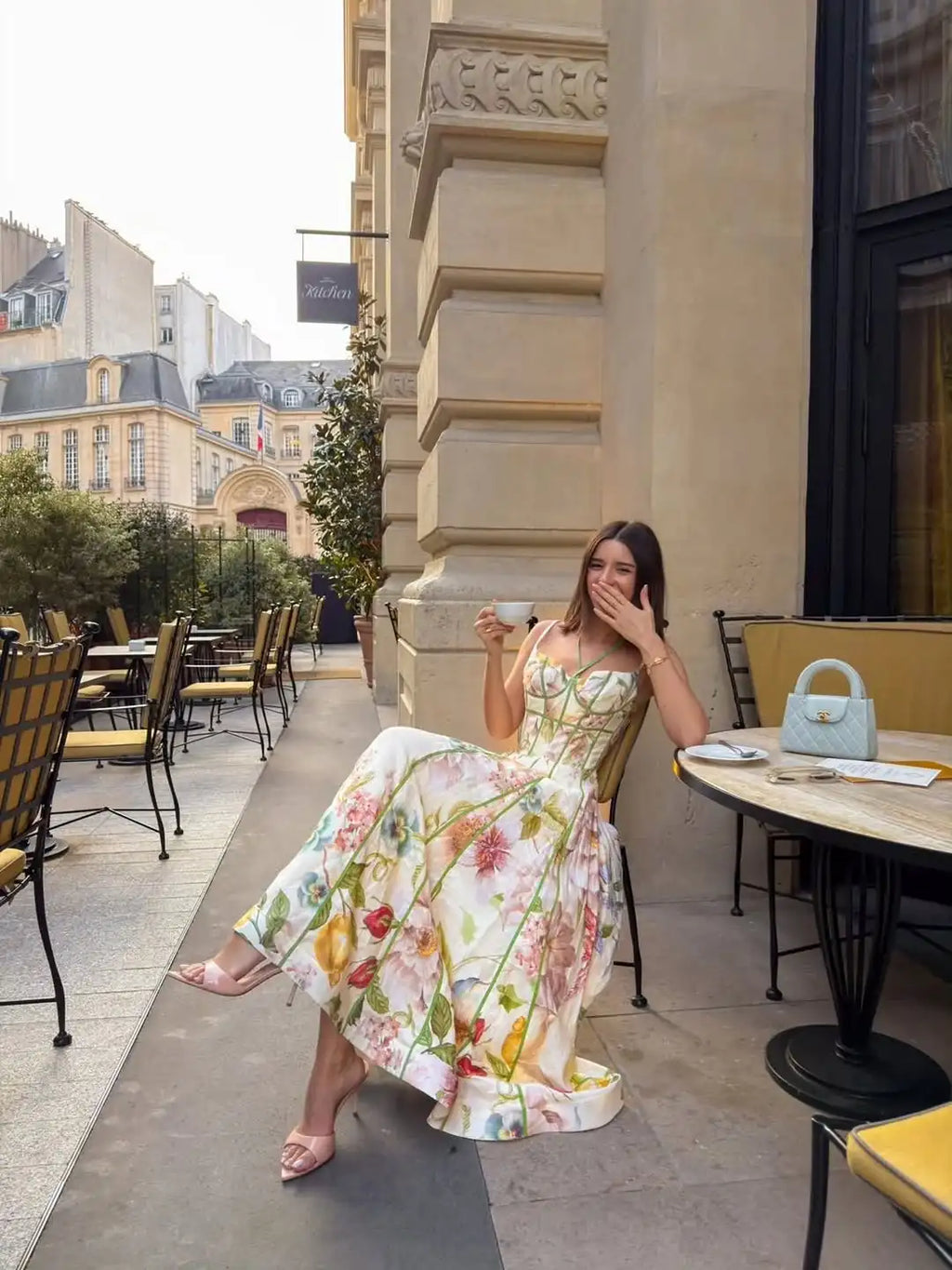 Elegant Floral Print Halter Dress Women Sleeveless Waist-closed A-line Dresses 2026 Spring Summer Fashion Female Vacation Robe