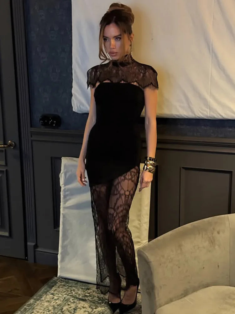 ELEGANT 2026 SUMMER NEW Dress Women Gown Strapless See Through Split Slim Sleeveless Club Party Evening Dress Elegant