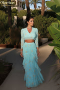 Loose Print 2 Piece Set Women 2026 Fashion Long Sleeve Crop Top With High Waist Long Skirt