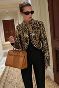 Leopard Print Cropped Jacket with Sequin Detail