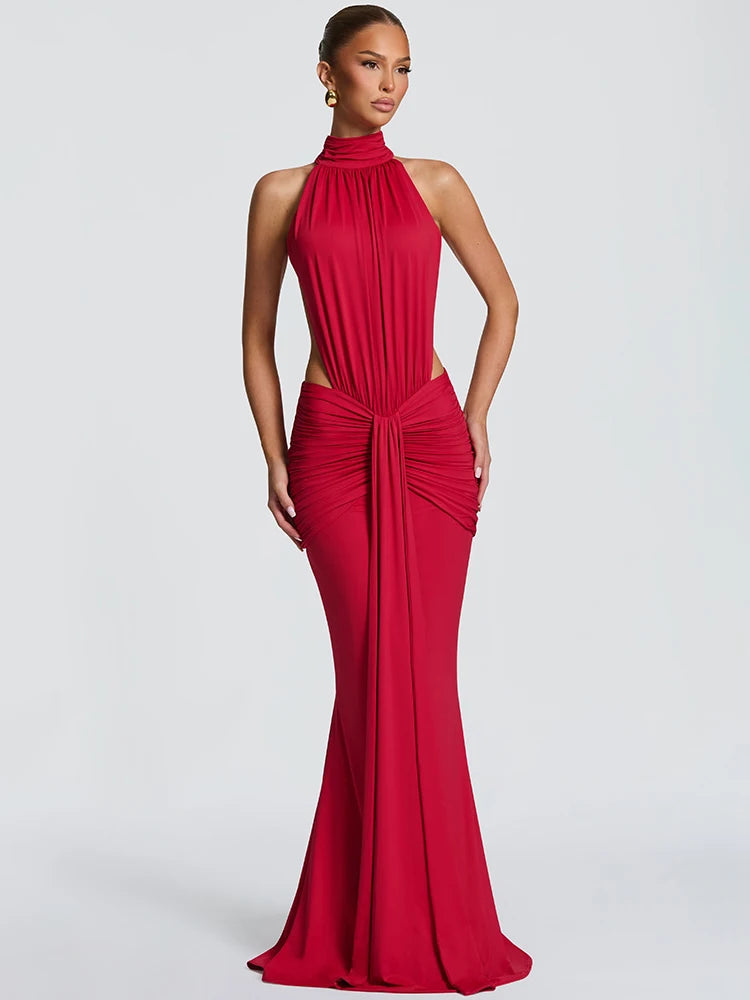 Mozision Turtleneck Backless Maxi Dress – Elegant Bodycon Gown