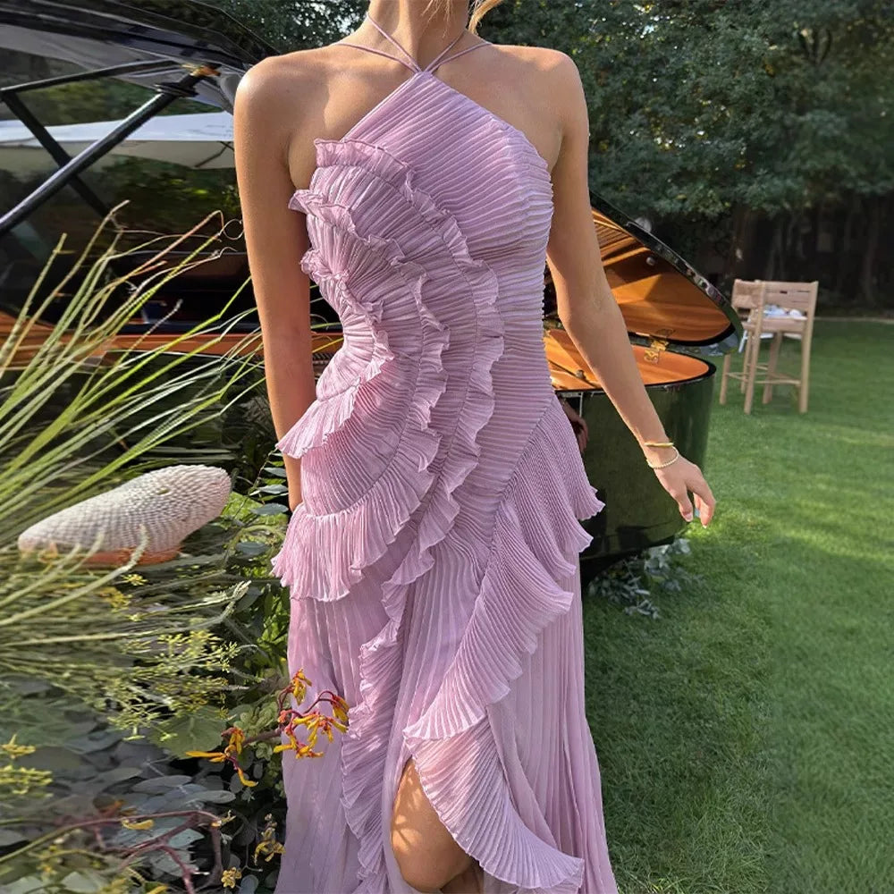 2026 European & American Fashion Strapless Sexy Backless Tassel Dress – Summer Slit Temperament Dress