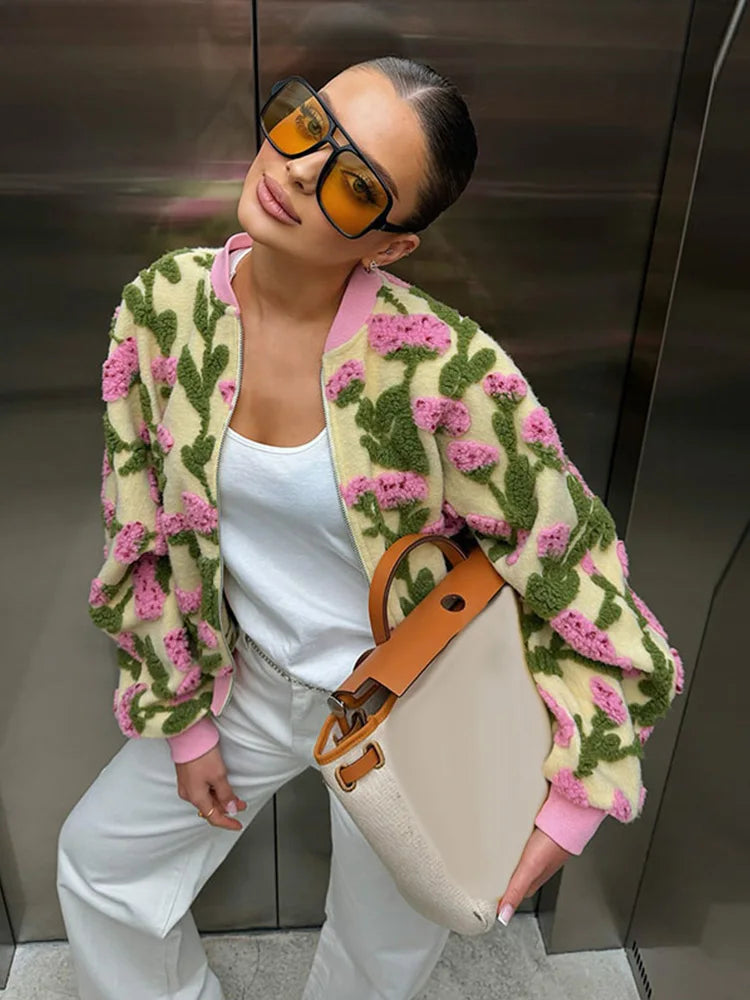 2026 Autumn Winter Casual 3D Jacquard Baseball Women Jacket Urban O-neck Zippers Long Sleeve Female Outwear Lady Streetwear New