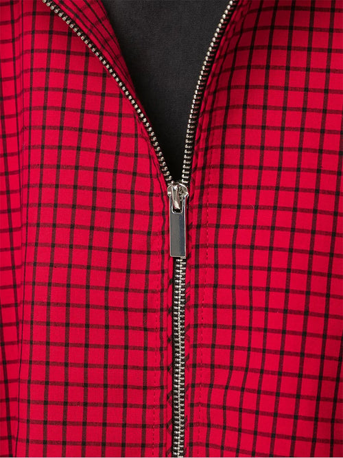 Autumn Women Plaid Bomber Jacket New Stand Collar Pocket Retro Loose Fit Zipper Jacket Coats Fashion Female High Street Jacket