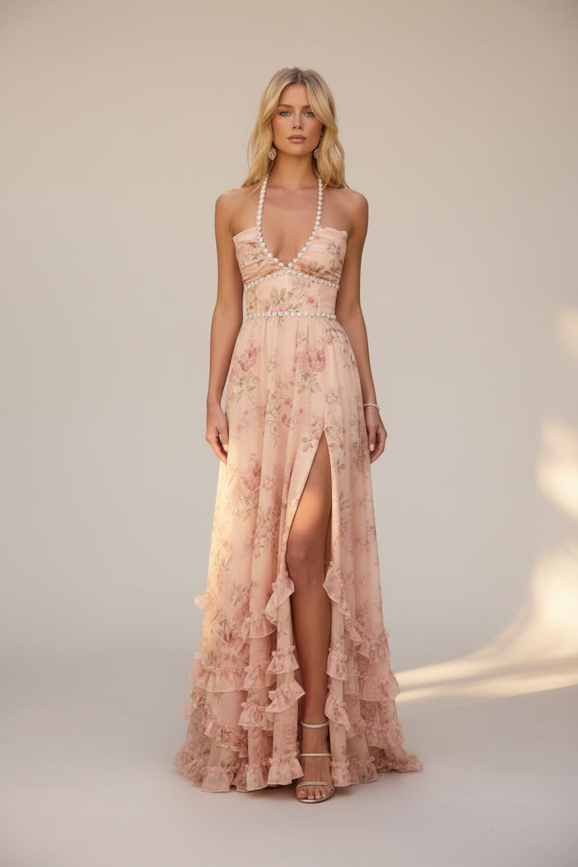 2026 Elegant Women’s Printed Maxi Dress – Slim Fit Spaghetti Strap, Flowy A-Line Beach & Vacation Dress